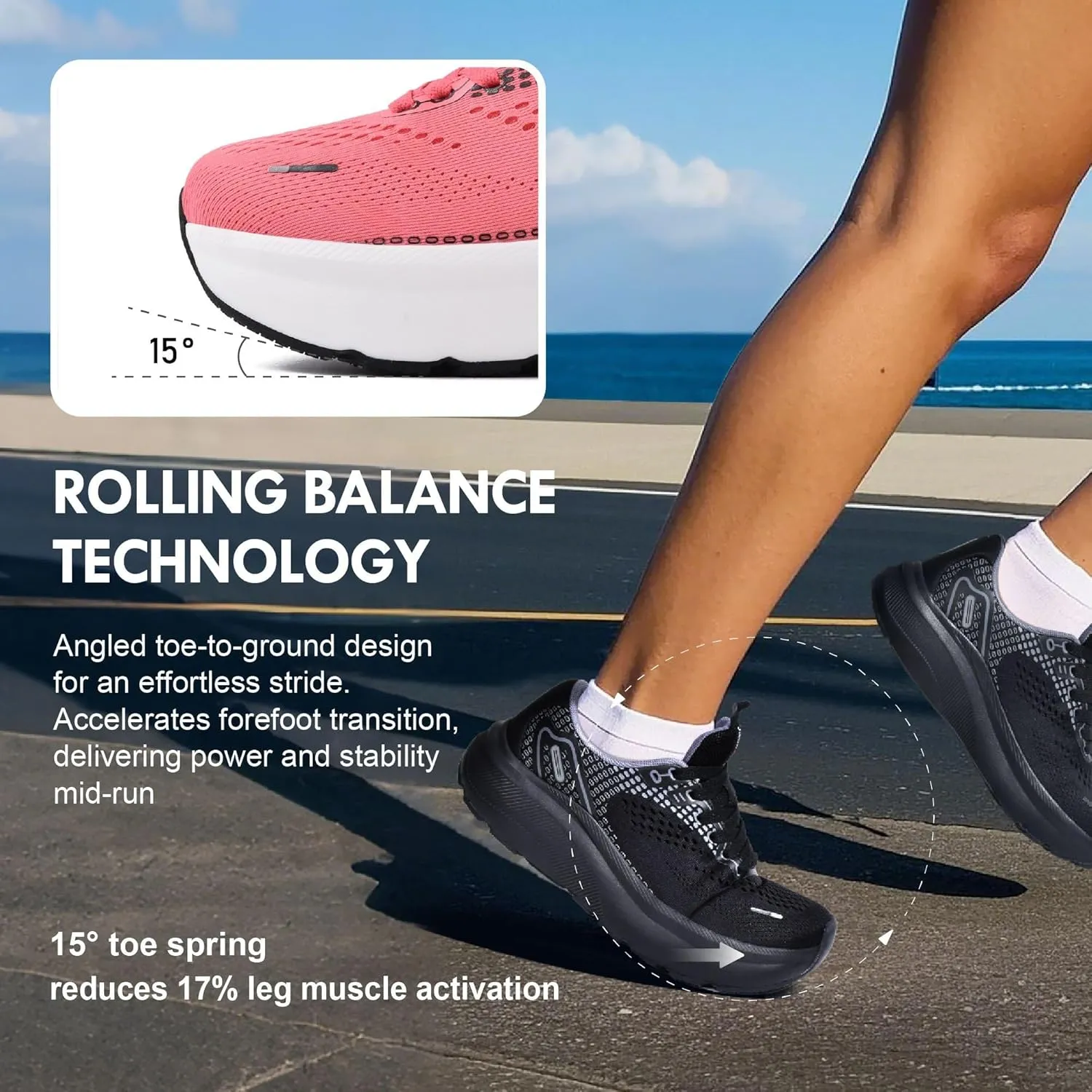 JACKSHIBO Wide Toe Box Shoes Women Arch Support Wide Sneakers for Running Walking Athletic Tennis Orthopedic Plantar Fasciitis Workout with Thick Cushion Zero Drop Sole Width Shoes