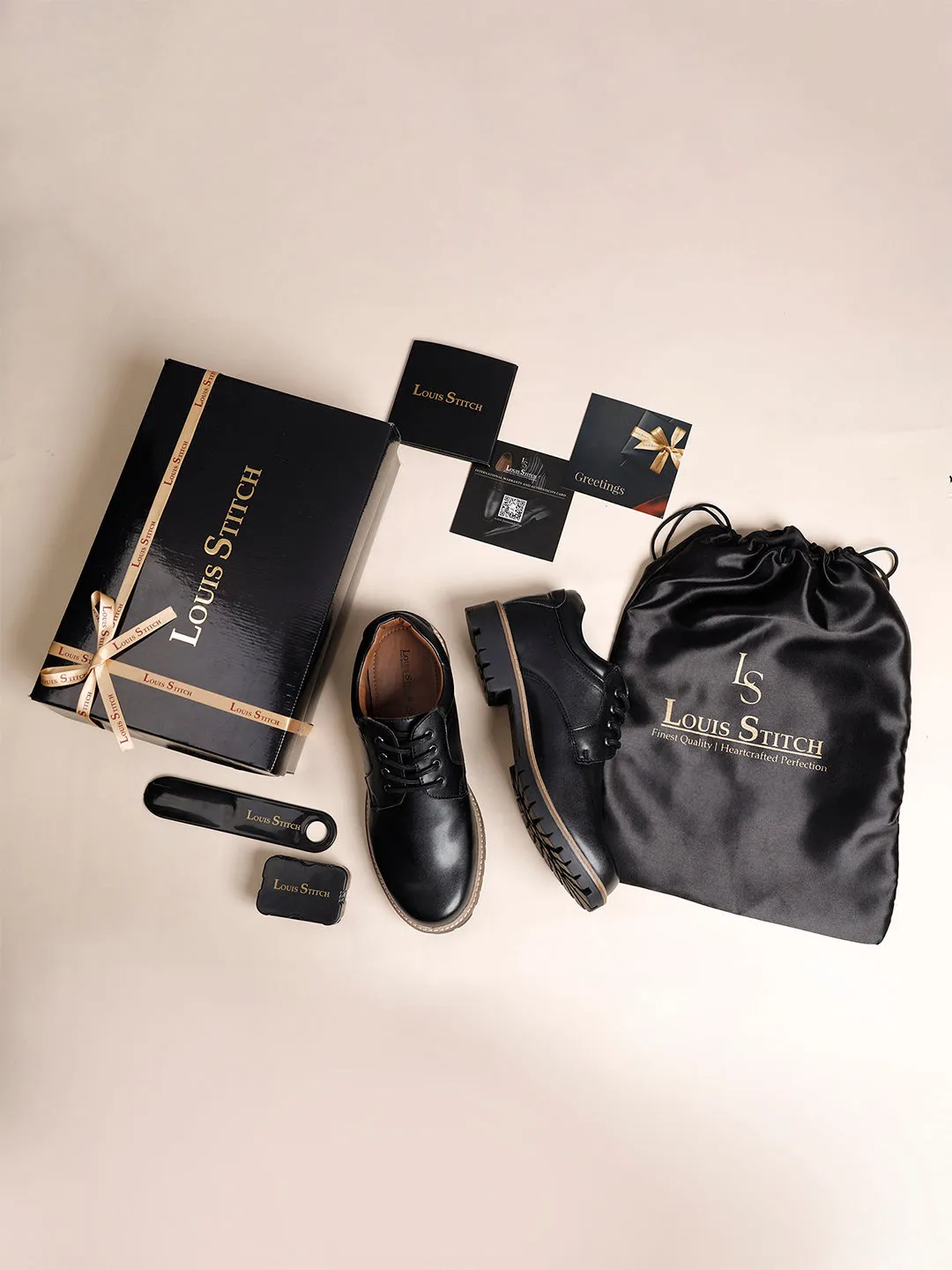 Jet Black Handcrafted Derby Lace Up Boots