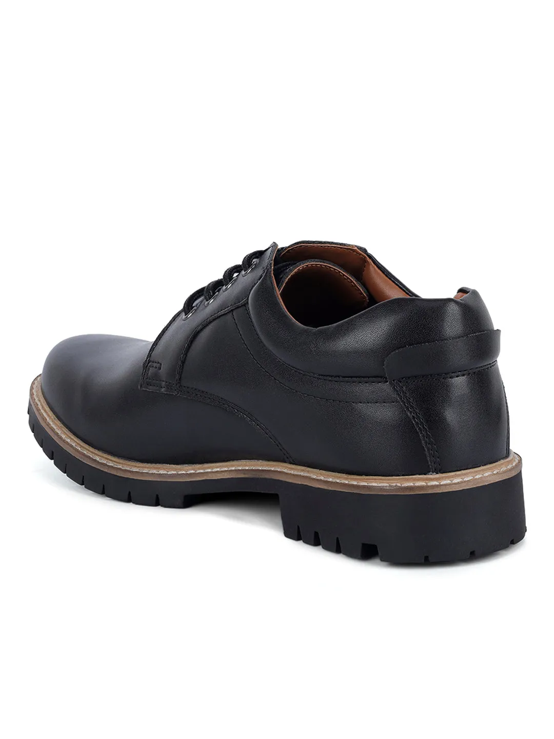 Jet Black Handcrafted Derby Lace Up Boots