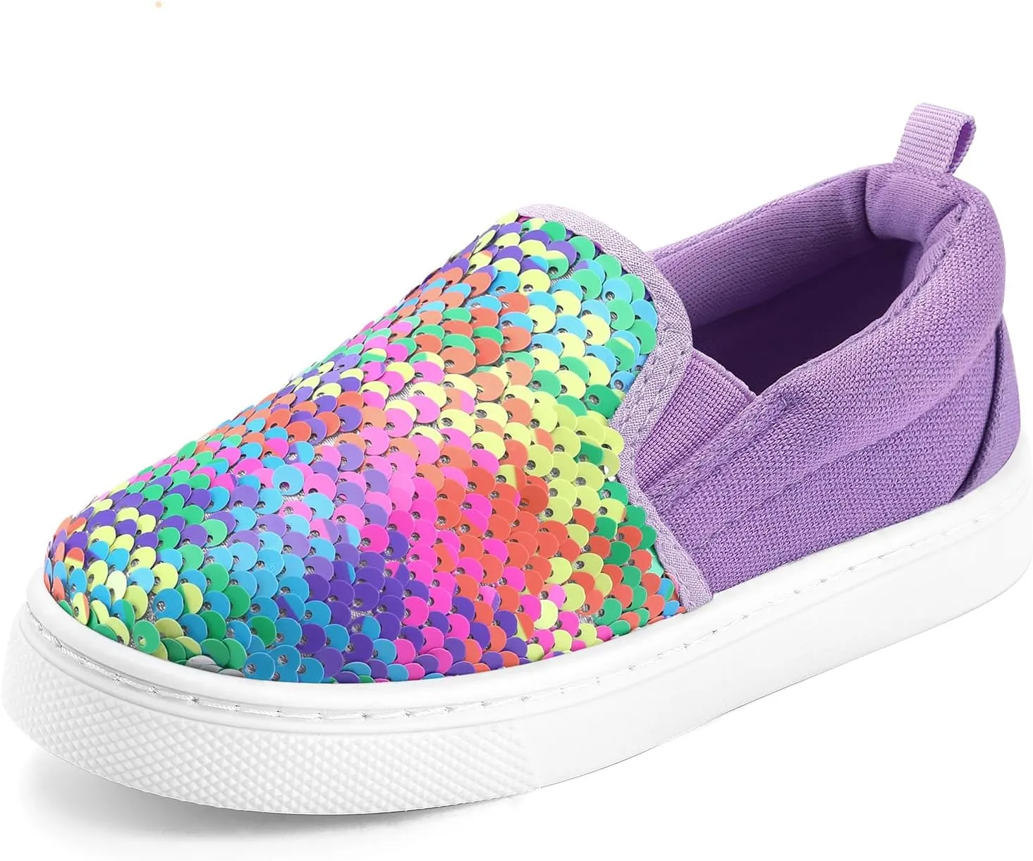 K KomForme Toddler Slip on Sneakers Girls Sparkle Sequins Canvas Walking Shoes