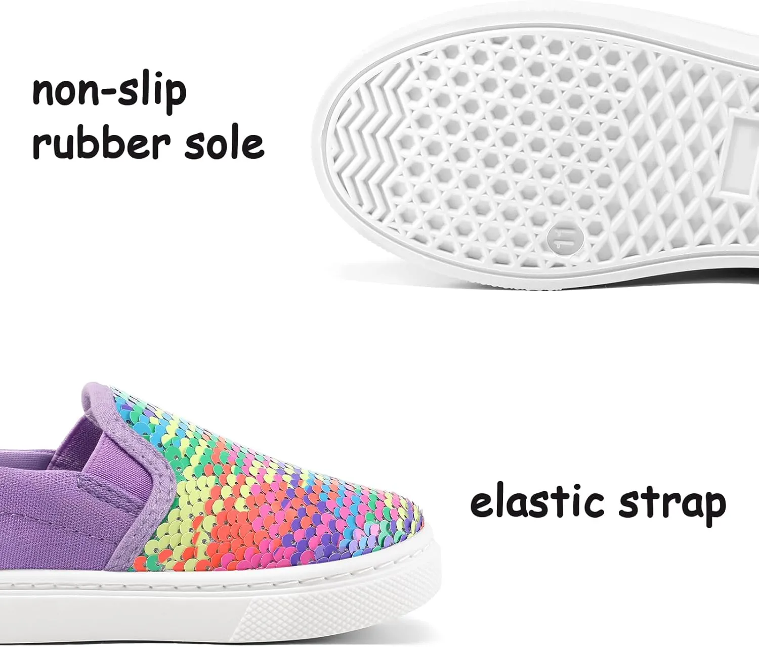 K KomForme Toddler Slip on Sneakers Girls Sparkle Sequins Canvas Walking Shoes