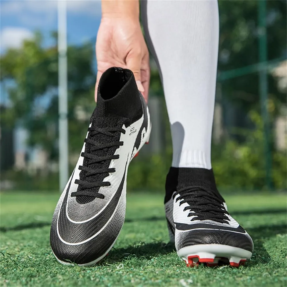 Kids Soccer Cleats High Top Youths Spikes FG Shoes Baseball Ankle-Cuff Athletic Professional Firm Ground Non-Slipping Boys Football Boots