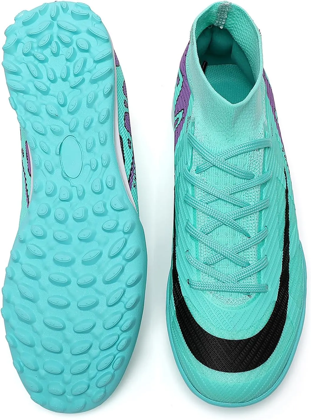 Kids Soccer Shoes Indoor Futsal Turf Big Boys Club TF Cleats Youths High Top Training Football Boots for Games Athletic
