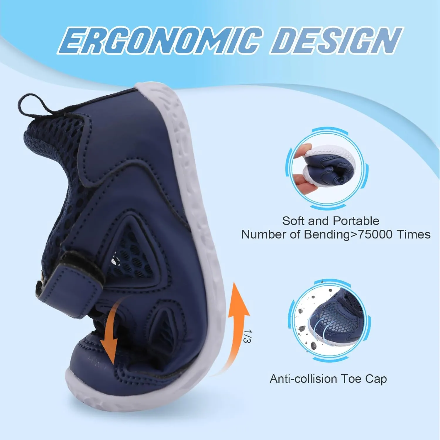 L-RUN Toddler Shoes Barefoot Boys Girls Summer Walking Sneakers Lightweight School Dress Shoes Outdoor Footwear