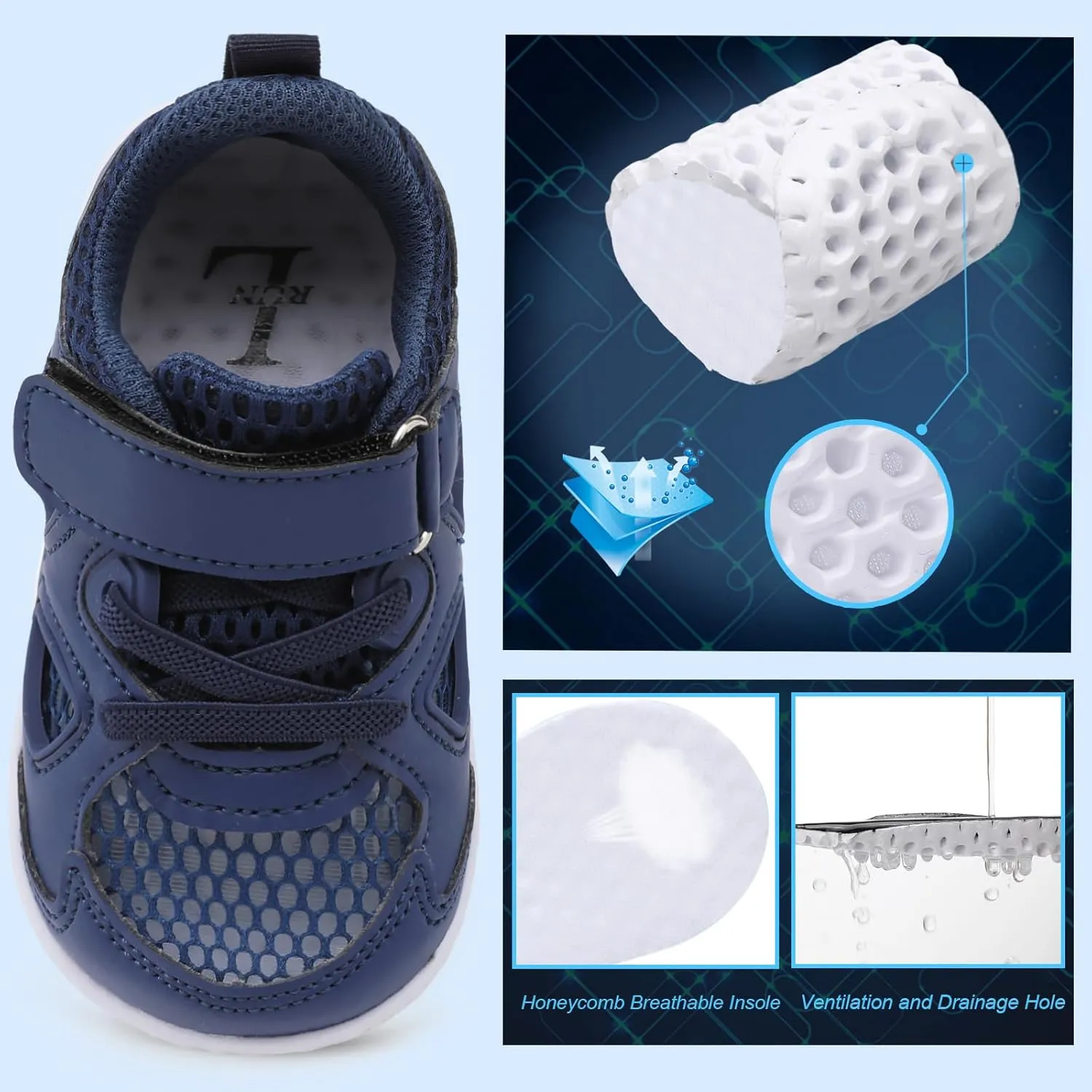 L-RUN Toddler Shoes Barefoot Boys Girls Summer Walking Sneakers Lightweight School Dress Shoes Outdoor Footwear