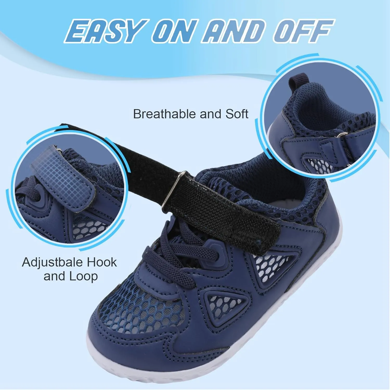 L-RUN Toddler Shoes Barefoot Boys Girls Summer Walking Sneakers Lightweight School Dress Shoes Outdoor Footwear