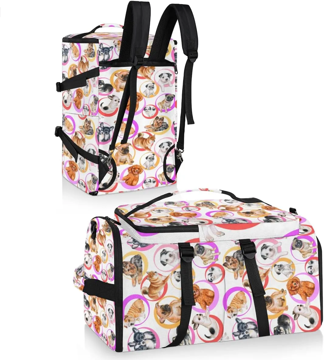 Large Sports Gym Bag With Shoe & Laptop Compartment 47L Waterproof Travel Duffel Bags for Men Women Animal Dog Pattern Luggage Backpack Duffle Bag