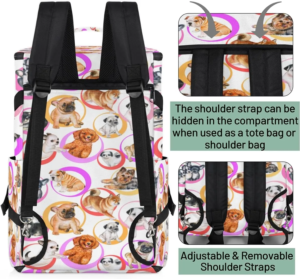 Large Sports Gym Bag With Shoe & Laptop Compartment 47L Waterproof Travel Duffel Bags for Men Women Animal Dog Pattern Luggage Backpack Duffle Bag