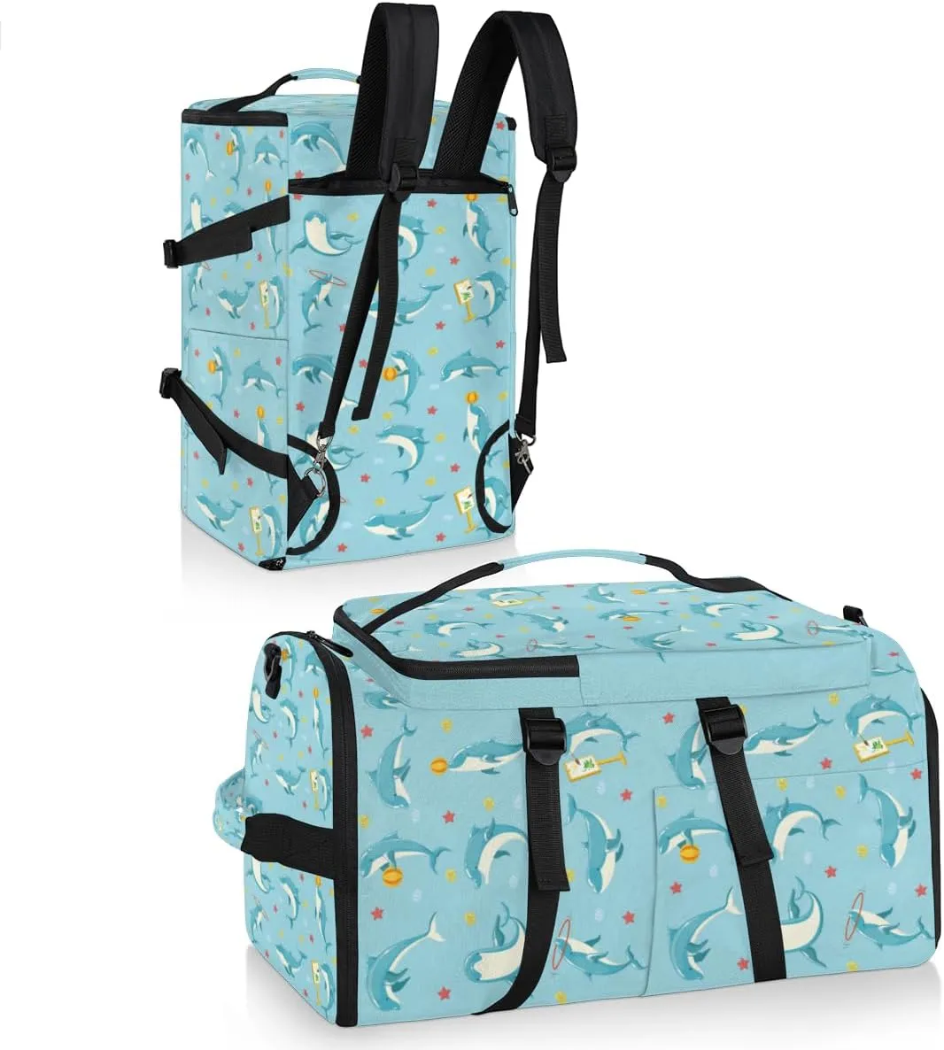 Large Sports Gym Bag With Shoe & Laptop Compartment 47L Waterproof Travel Duffel Bags for Men Women Animal Dolphin Luggage Backpack Duffle Bag