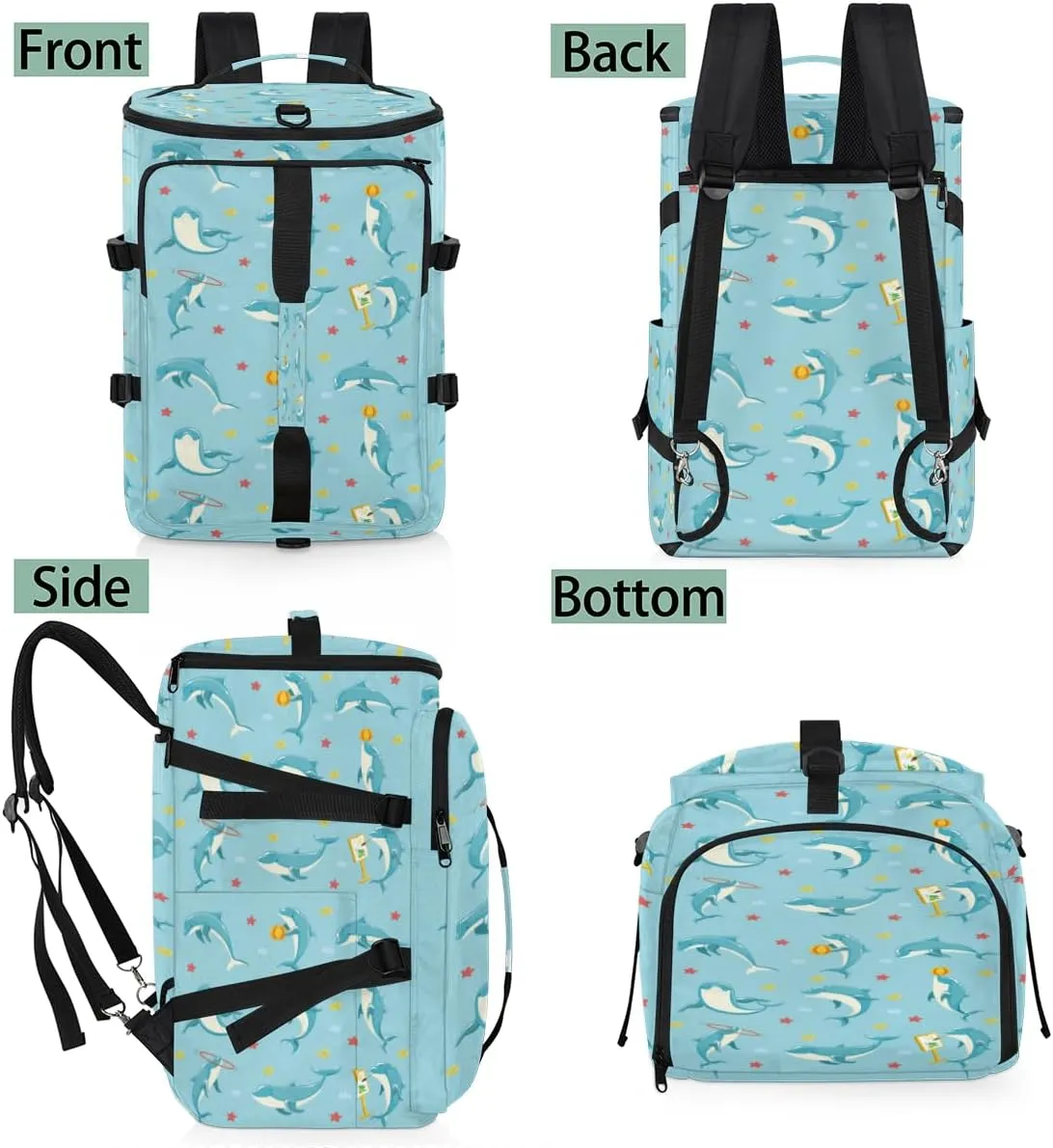 Large Sports Gym Bag With Shoe & Laptop Compartment 47L Waterproof Travel Duffel Bags for Men Women Animal Dolphin Luggage Backpack Duffle Bag