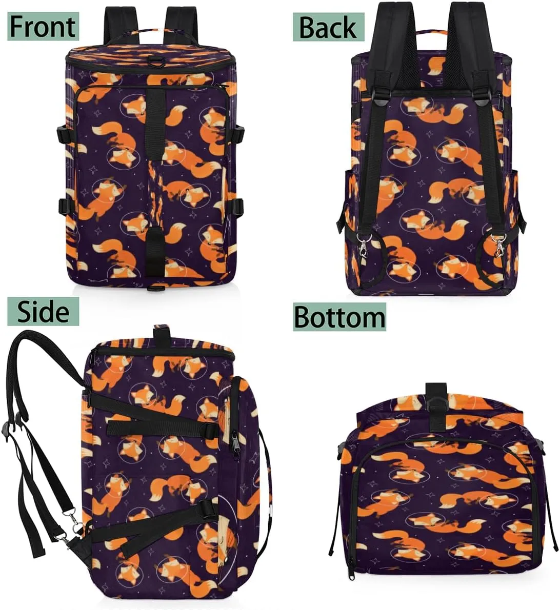 Large Sports Gym Bag With Shoe & Laptop Compartment 47L Waterproof Travel Duffel Bags for Men Women Animal Fox Design Luggage Backpack Duffle Bag