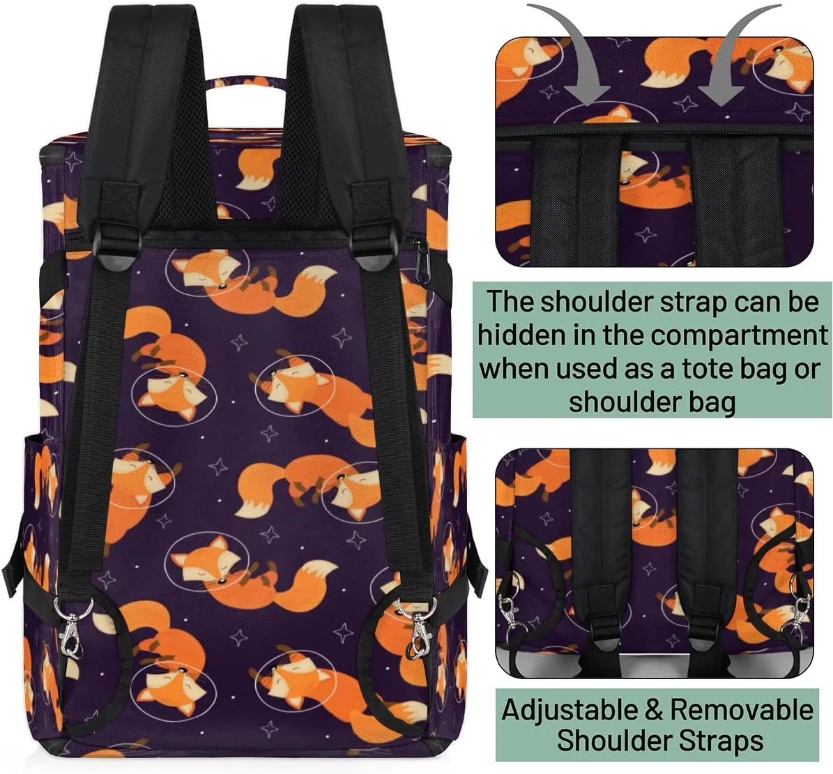 Large Sports Gym Bag With Shoe & Laptop Compartment 47L Waterproof Travel Duffel Bags for Men Women Animal Fox Design Luggage Backpack Duffle Bag