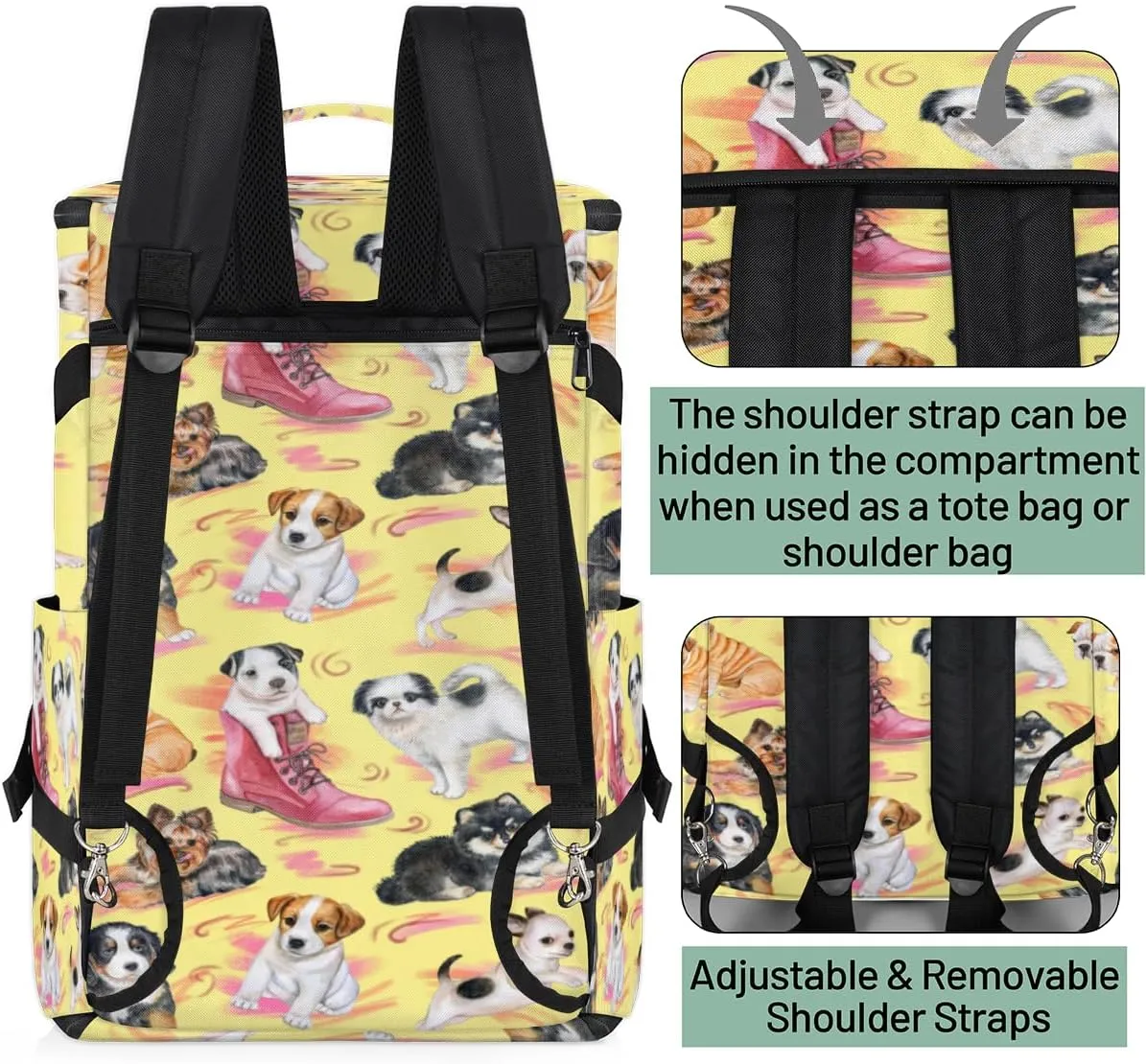 Large Sports Gym Bag With Shoe & Laptop Compartment 47L Waterproof Travel Duffel Bags for Men Women Puppy Design Luggage Backpack Duffle Bag