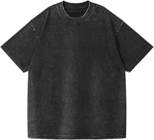 Lisong Men's Oversized Cotton T-Shirt Unisex Loose Fit Tee Soft Breathable Streetwear Top Solid Colors