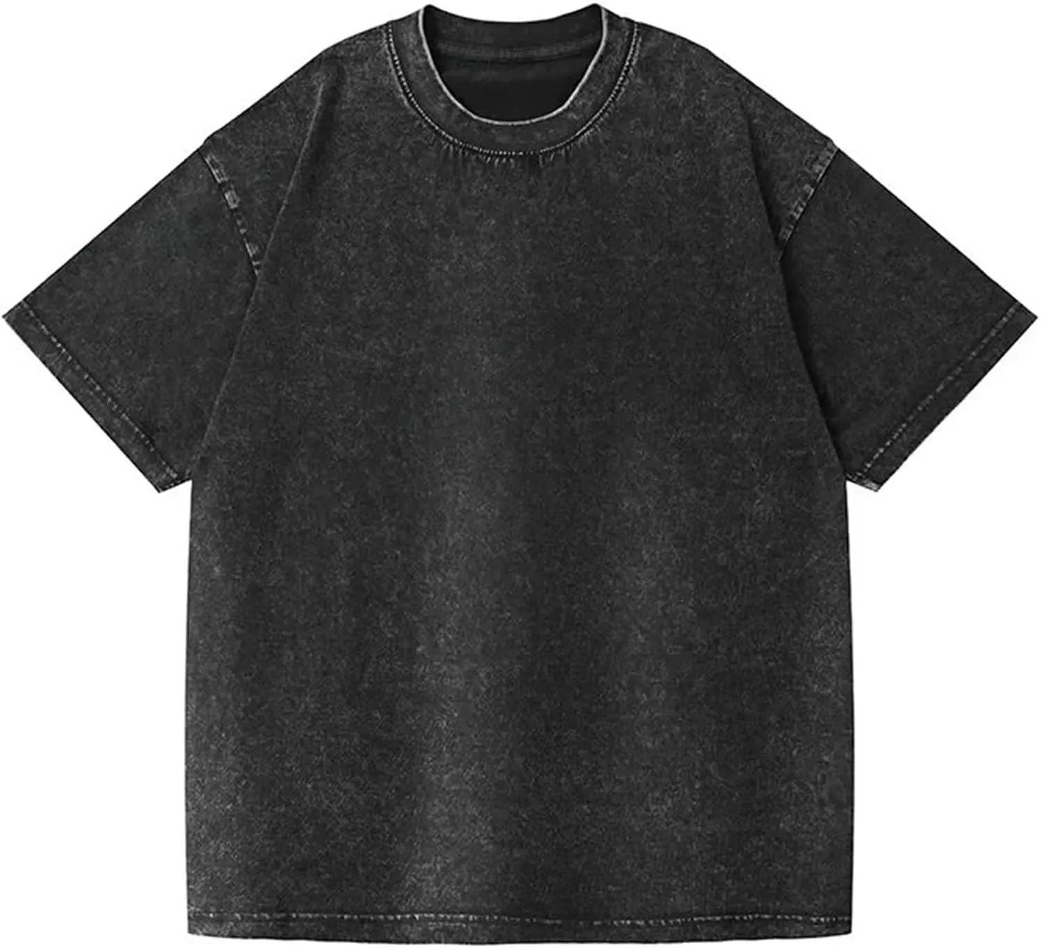 Lisong Men's Oversized Cotton T-Shirt Unisex Loose Fit Tee Soft Breathable Streetwear Top Solid Colors