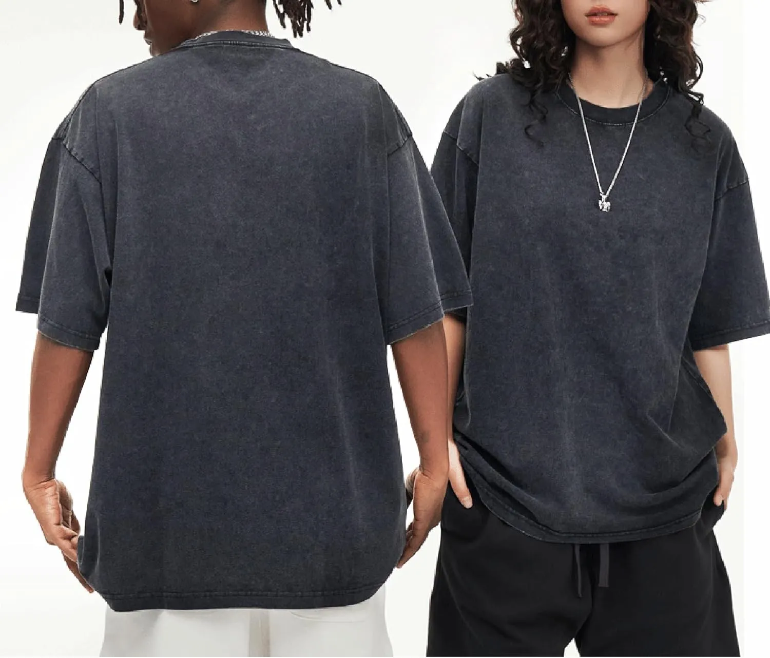 Lisong Men's Oversized Cotton T-Shirt Unisex Loose Fit Tee Soft Breathable Streetwear Top Solid Colors
