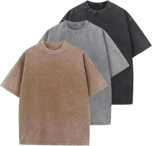 Lisong Men's Oversized Cotton T-Shirt Unisex Loose Fit Tee Soft Breathable Streetwear Top Solid Colors