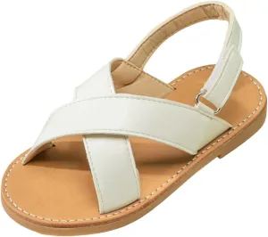 Little Girls Slip On Flat Sandals Open Toe Non-Slip Summer Fashion Beach Pool Casual Shoes with Adjustable Straps