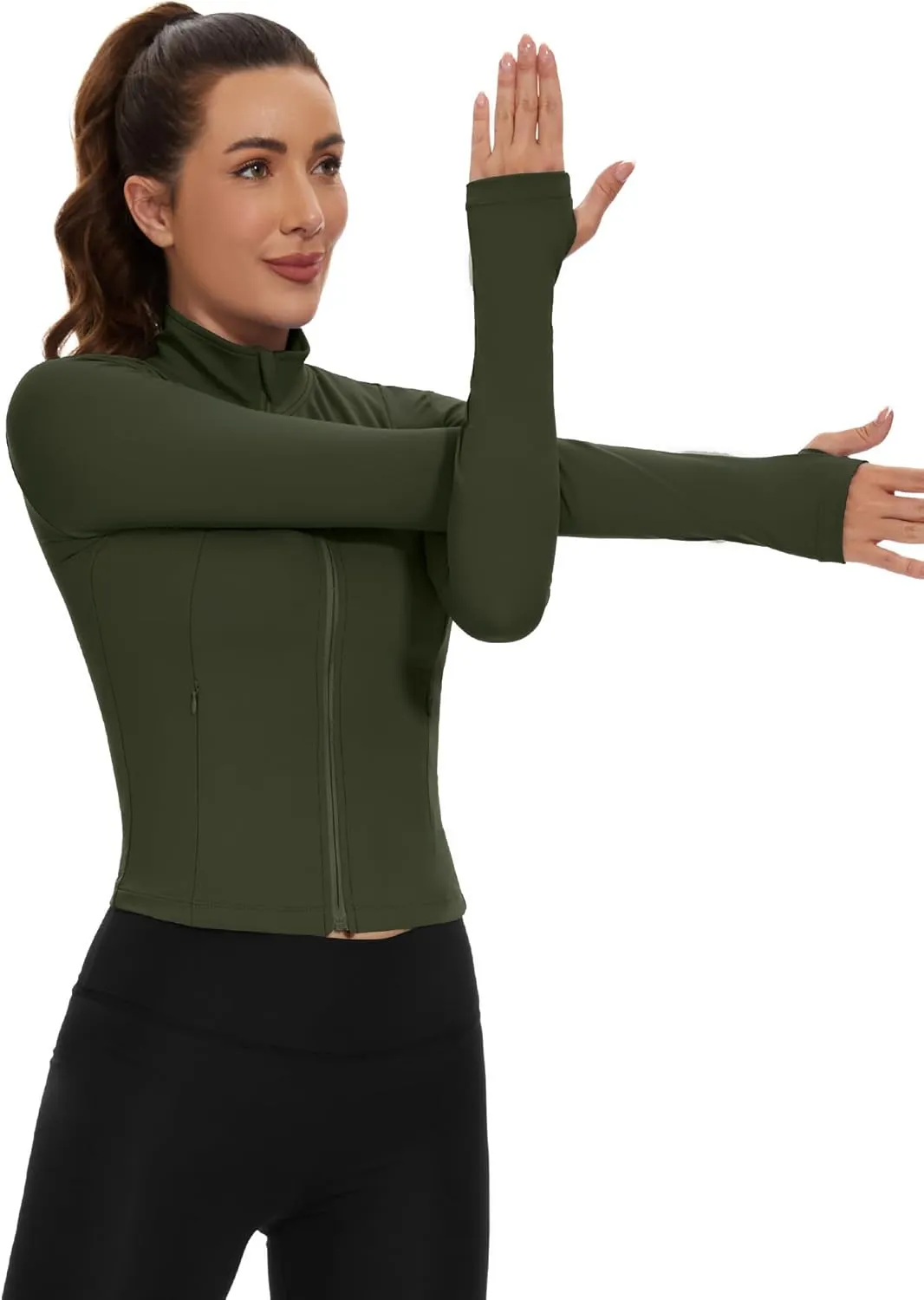 Loovoo Women's Cropped Workout Jacket Zip Up Athletic Jackets Slim Fit Lightweight Running Sports Track Jacket 2025