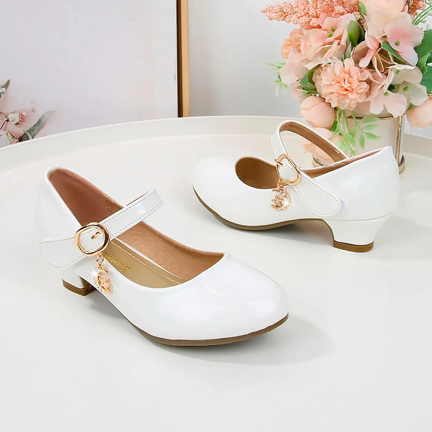 Low Heels Dress Shoes for Girls Mary Jane Flower Girl Shoes Princess Wedding Pary School Performance Shoes