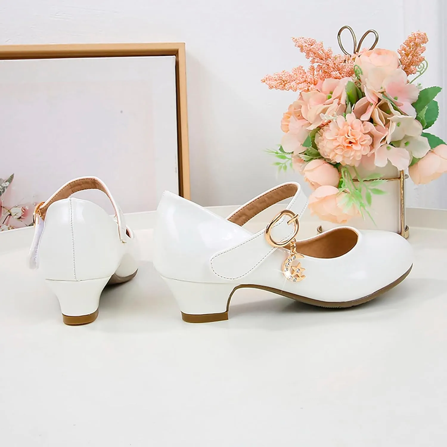 Low Heels Dress Shoes for Girls Mary Jane Flower Girl Shoes Princess Wedding Pary School Performance Shoes