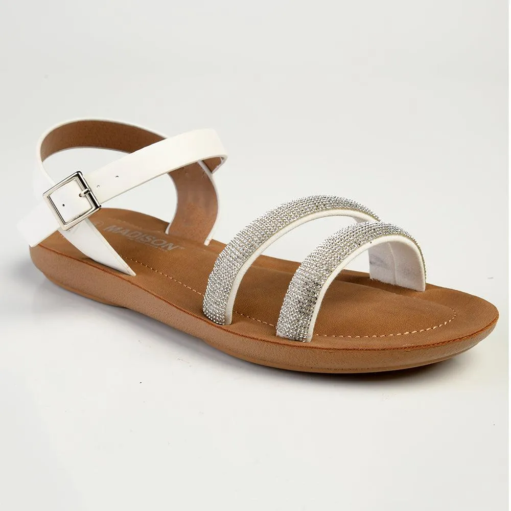 Madison Bling Wedge Sandal - White