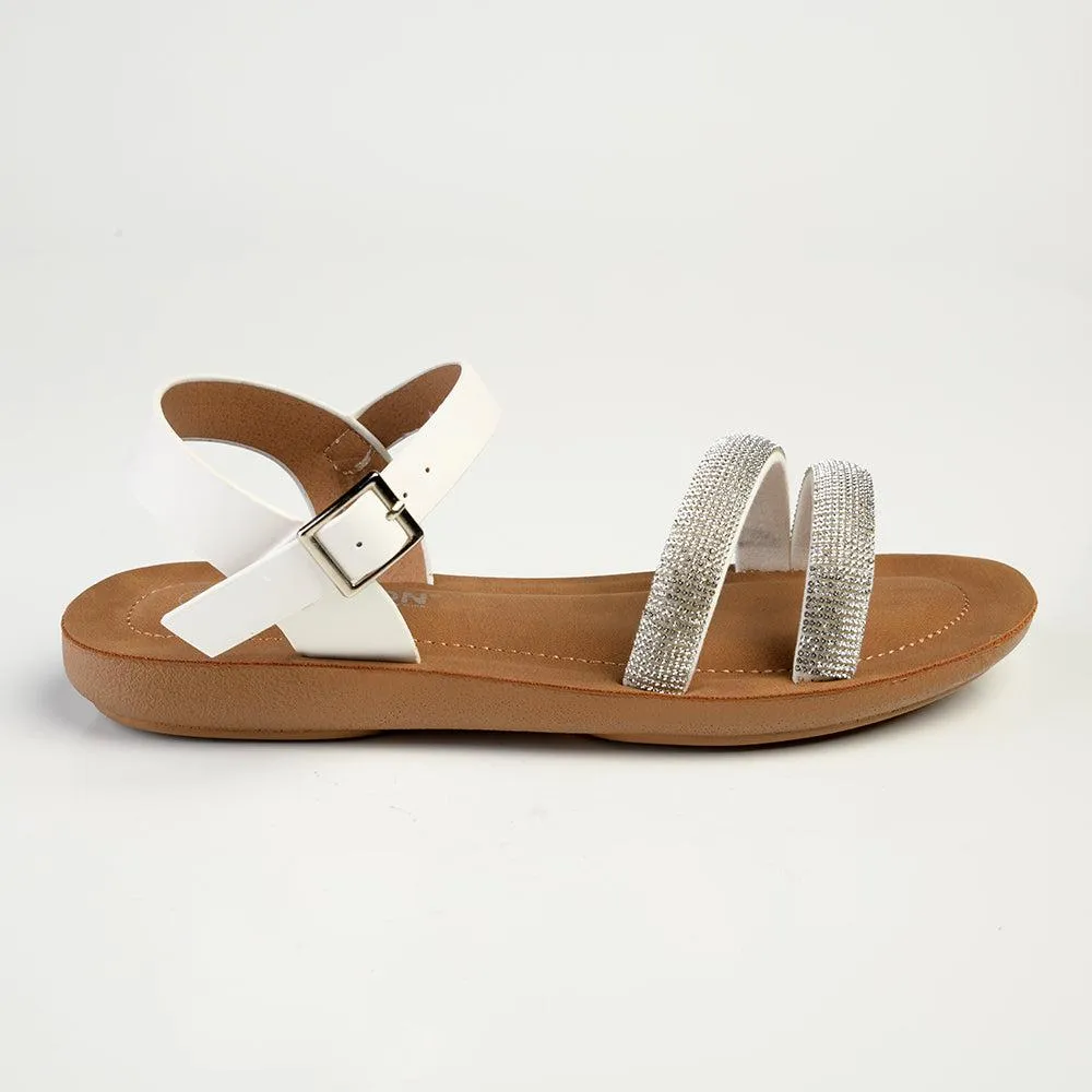 Madison Bling Wedge Sandal - White