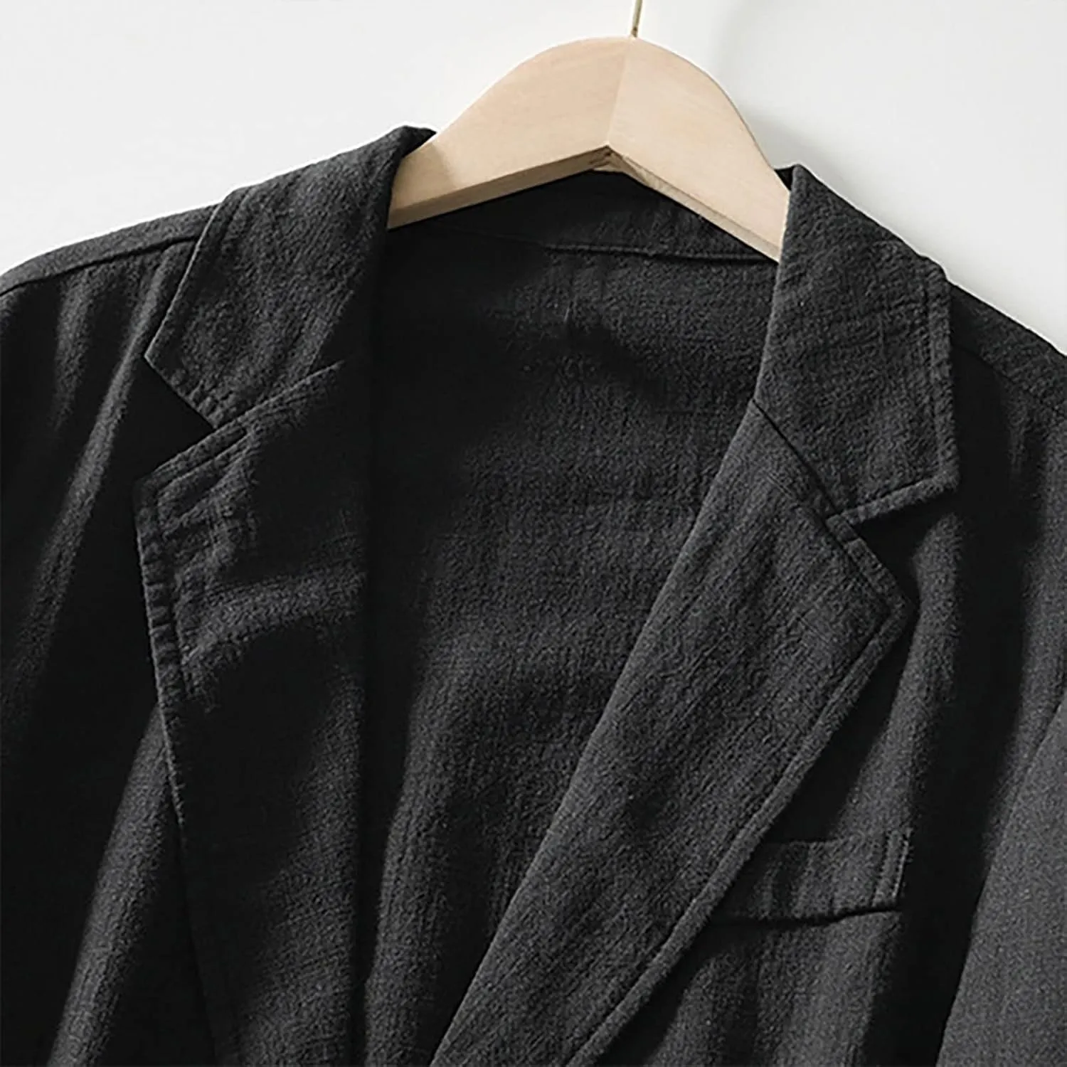 Men's Casual Blazer Fashion Pure Color Single Layer Suit Top Lightweight Slim Fit Cotton Linen Business Jacket