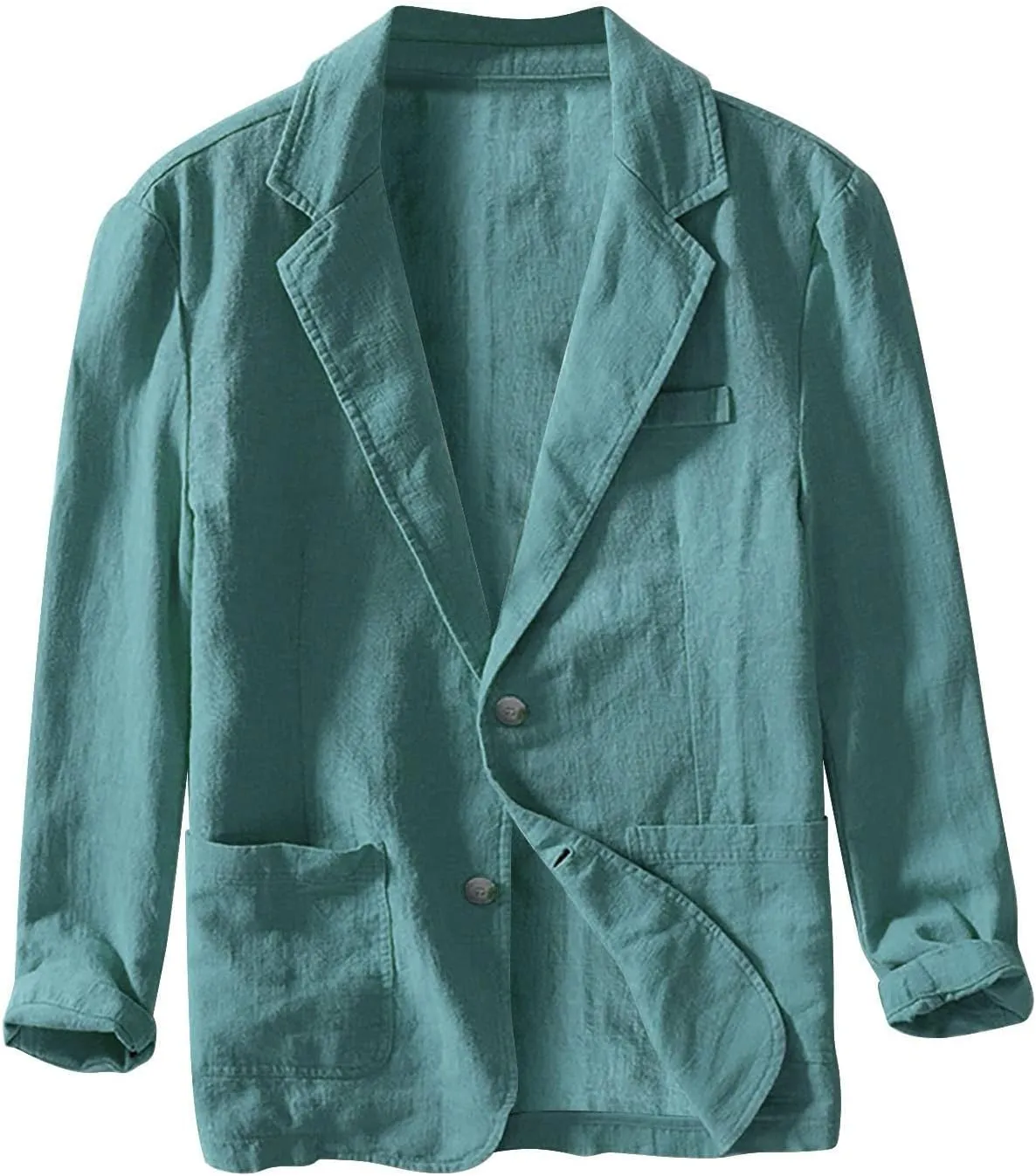 Men's Casual Blazer Fashion Pure Color Single Layer Suit Top Lightweight Slim Fit Cotton Linen Business Jacket