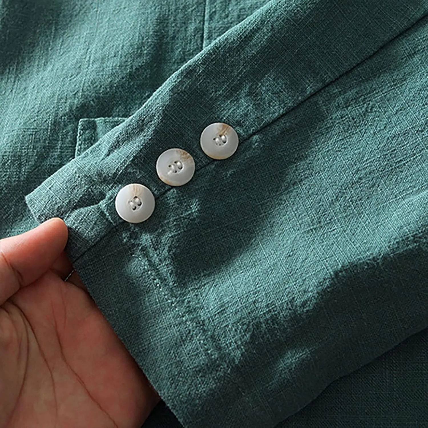 Men's Casual Blazer Fashion Pure Color Single Layer Suit Top Lightweight Slim Fit Cotton Linen Business Jacket