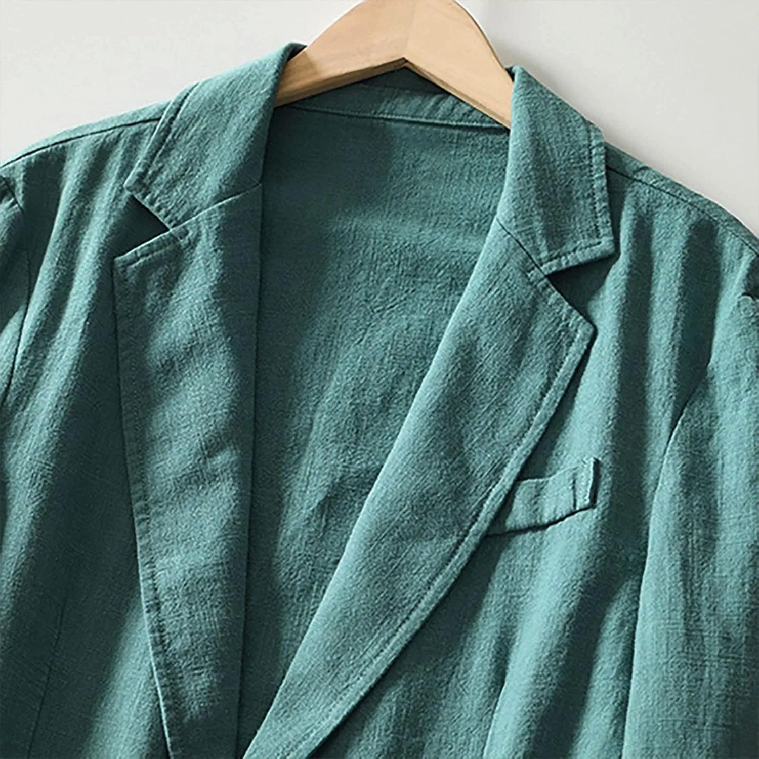 Men's Casual Blazer Fashion Pure Color Single Layer Suit Top Lightweight Slim Fit Cotton Linen Business Jacket