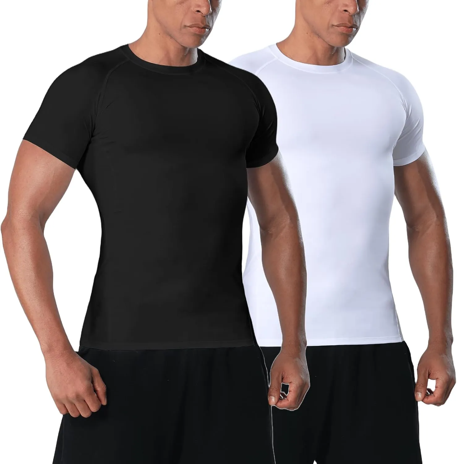 Mens Compression Shirt Short Sleeve - Moisture-Wicking Athletic Top for Gym Running Muscle Support Breathable