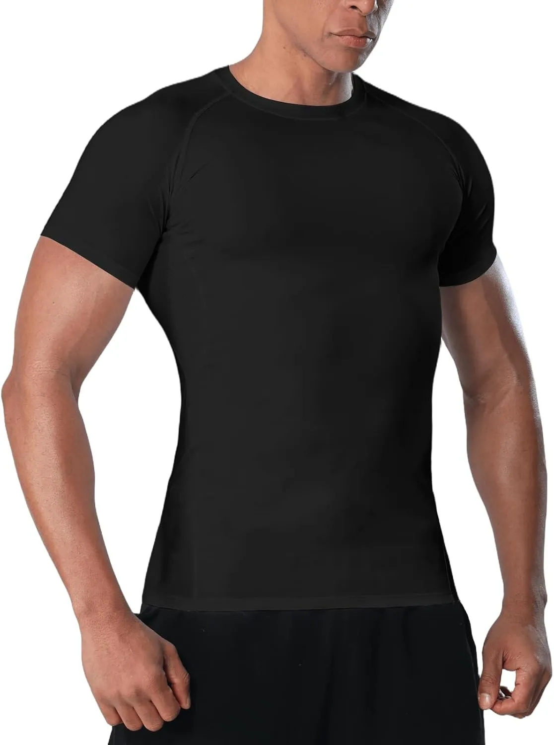 Mens Compression Shirt Short Sleeve - Moisture-Wicking Athletic Top for Gym Running Muscle Support Breathable