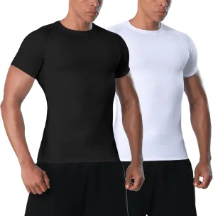 Mens Compression Shirt Short Sleeve - Moisture-Wicking Athletic Top for Gym Running Muscle Support Breathable