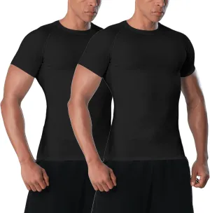 Mens Compression Shirt Short Sleeve - Moisture-Wicking Athletic Top for Gym Running Muscle Support Breathable