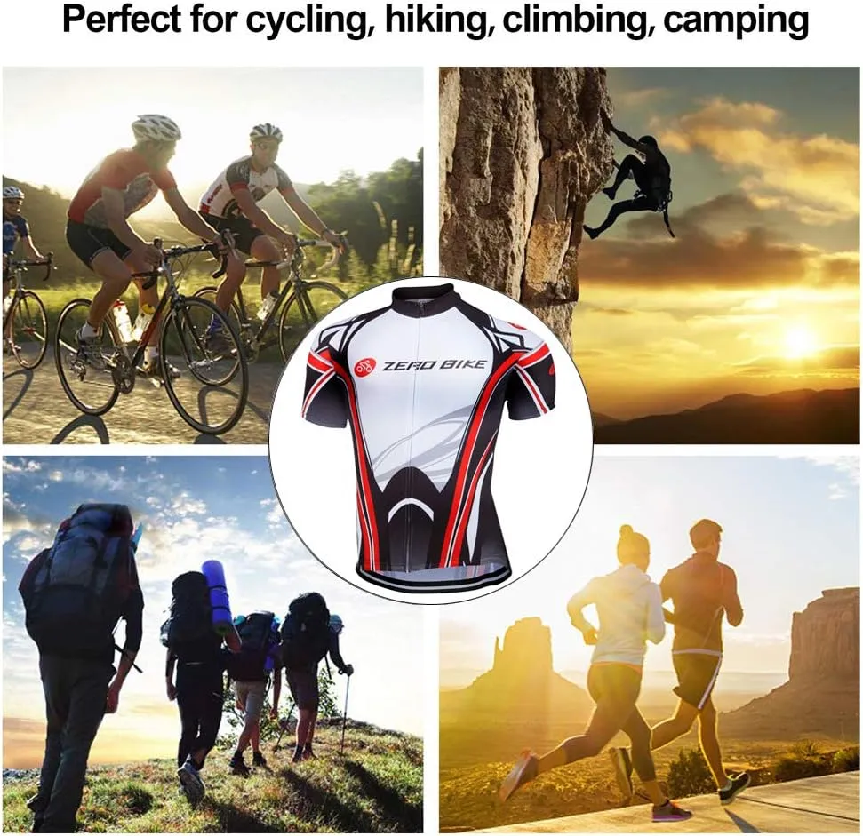 Men's Cycling Jersey Short Sleeve Quick Dry Breathable Full Zip Shirts Sportswear Clothing Bike Tops Quick Dry