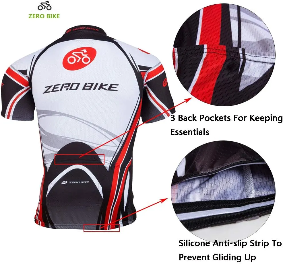 Men's Cycling Jersey Short Sleeve Quick Dry Breathable Full Zip Shirts Sportswear Clothing Bike Tops Quick Dry