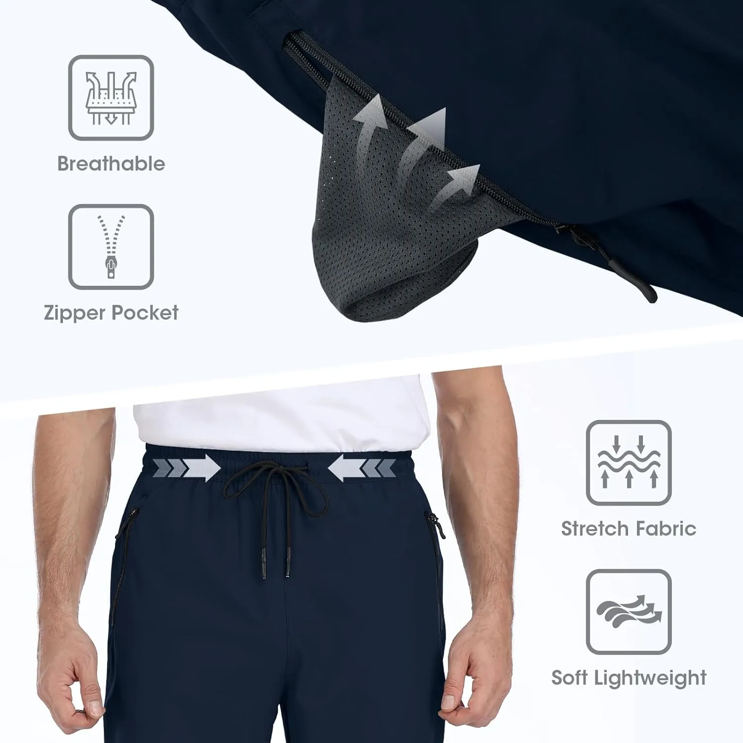 Men's Lightweight Hiking Pants Quick Dry Athletic Jogger Sweatpants