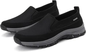 Men's Platform Canvas Slip-On Loafer Casual Shoes, Comfy Lightweight Non-Slip Orthopedic Sneakers with Arch Support Working Traveling Breathable Driving Walking Shoes