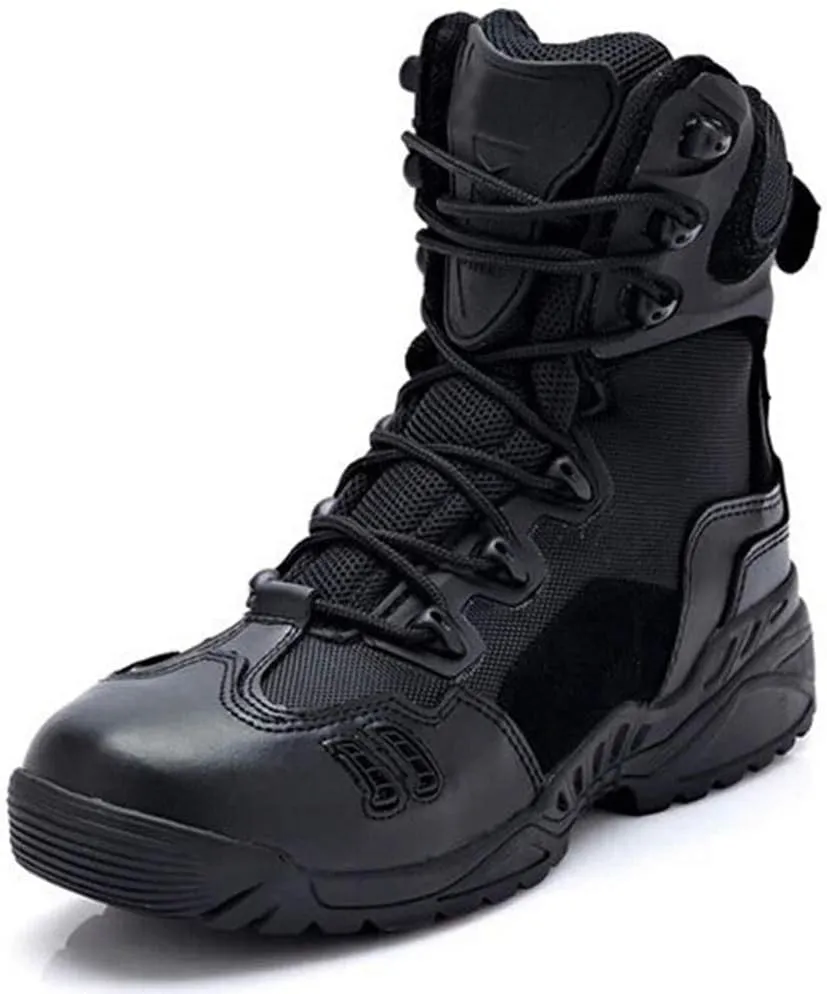 Men's Tactical Boots,Outdoor Jungle Desert Military Combat Boots High-Tops Waterproof Hiking Shoes,Black- 44/UK 9.5/US 10