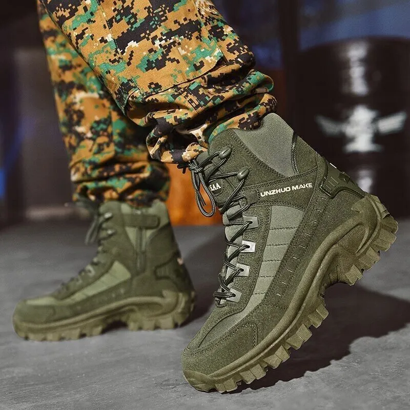 Men's Waterproof Outdoor Anti-Puncture Work Combat Boots Army Boots (Durability Upgrade) EU