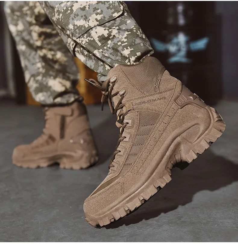Men's Waterproof Outdoor Anti-Puncture Work Combat Boots Army Boots (Durability Upgrade) EU