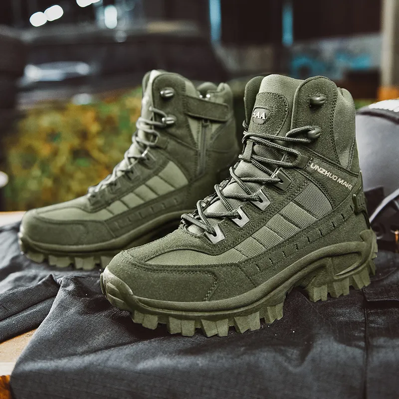 Men's Waterproof Outdoor Anti-Puncture Work Combat Boots Army Boots (Durability Upgrade) EU