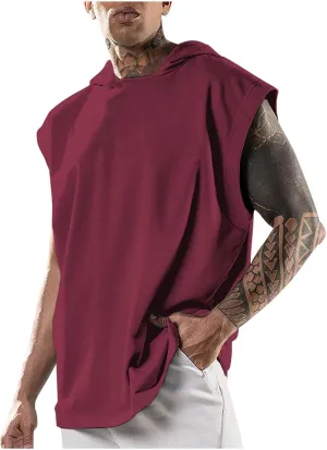 Mens's Tank Tops Lightweight Summer Outdoor Sleeveless Hoodies Breathable Loose Fit Fashion Hippie Pullover Shirts