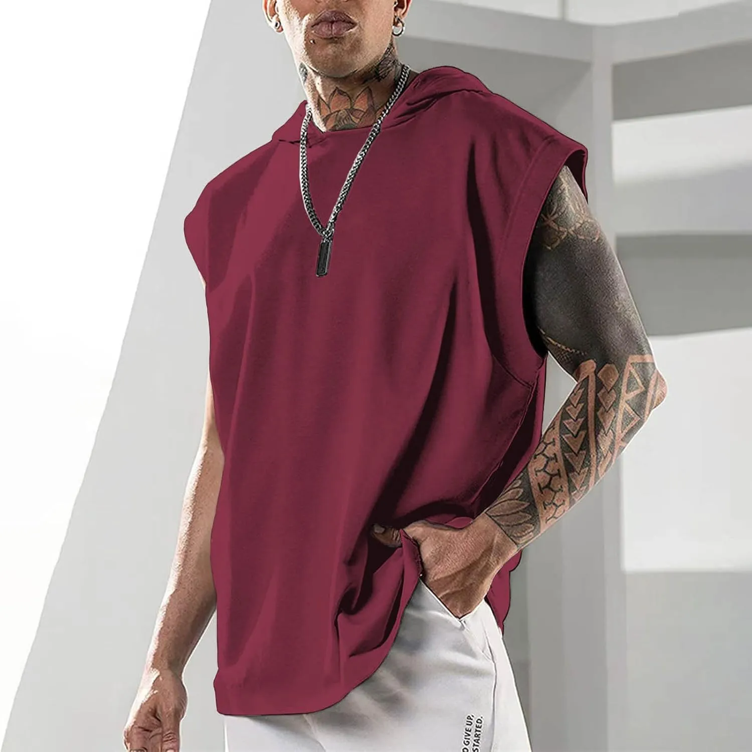 Mens's Tank Tops Lightweight Summer Outdoor Sleeveless Hoodies Breathable Loose Fit Fashion Hippie Pullover Shirts