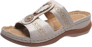 Open Toes Shoes for Women Diabetic Orthopedic Walking Shoes Vintage Sandals Women Arch Support Dress Low Top Orthopaedic Shoes for Women Tan Sandals for Women Nude Wedge Heels