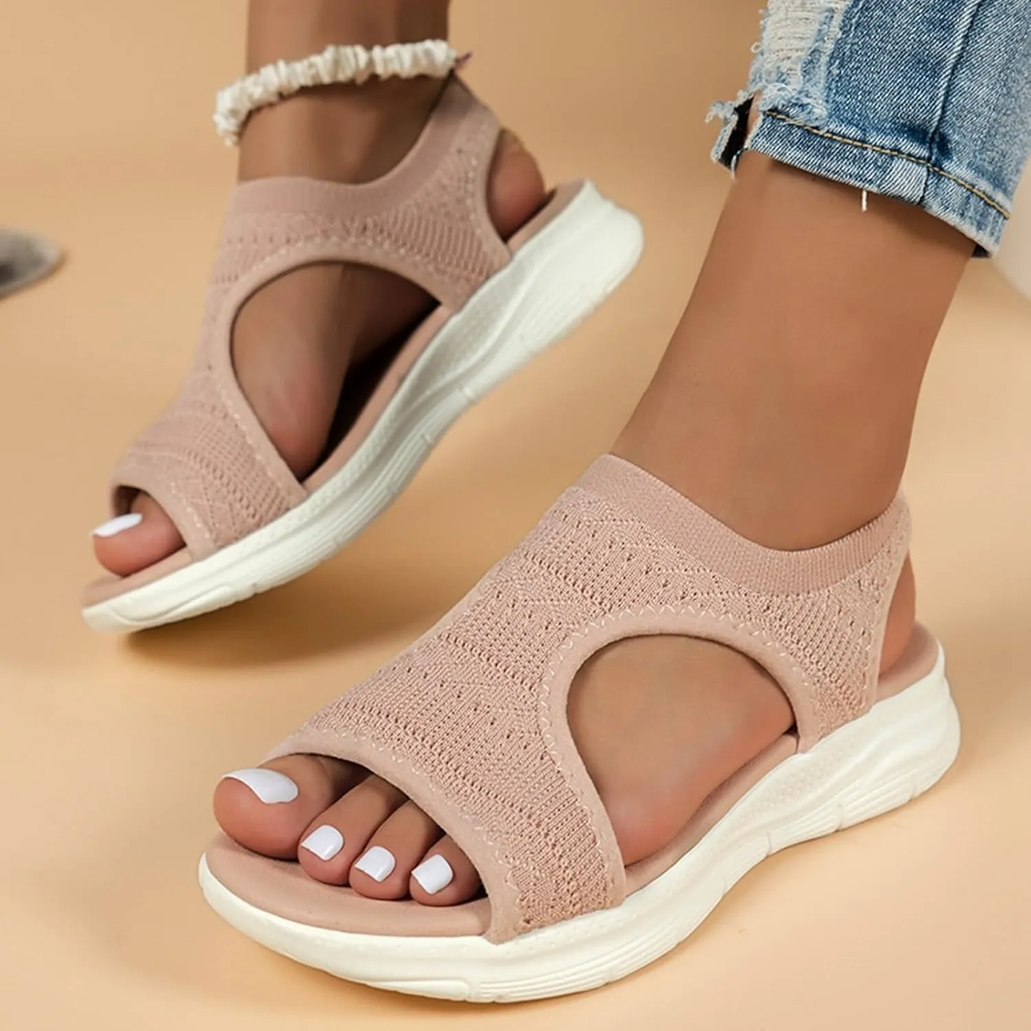 Orthopedic Sandals Women Arch Support Comfort Wear Orthowear Shoes Open Toe Platform Wedge Sandals for Plantar Fasciitis Comfortable Walking Shoes Summer Vacation Beach Footwear Lightweight Breathable