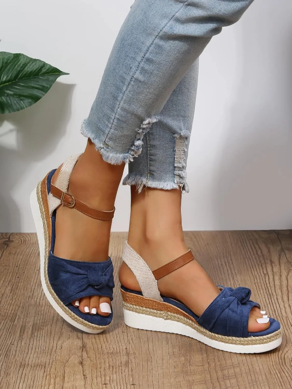 Orthopedic Wedge Sandals for Women Dressy Espadrilles Heels Platform Sandals Open Toe Buckle Ankle Strap Sandal Summer Casual Boho Walking Vacation Beach Shoes