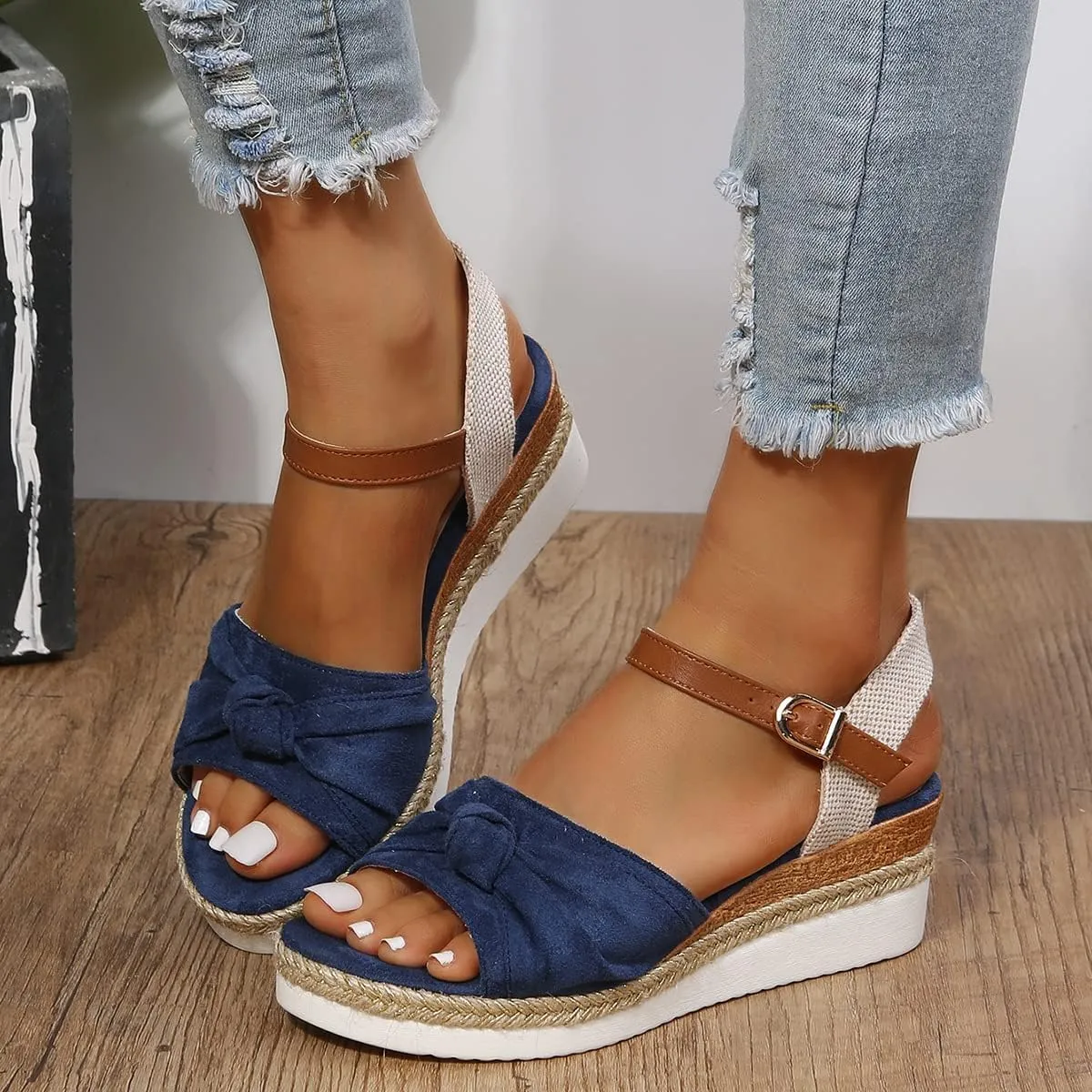 Orthopedic Wedge Sandals for Women Dressy Espadrilles Heels Platform Sandals Open Toe Buckle Ankle Strap Sandal Summer Casual Boho Walking Vacation Beach Shoes