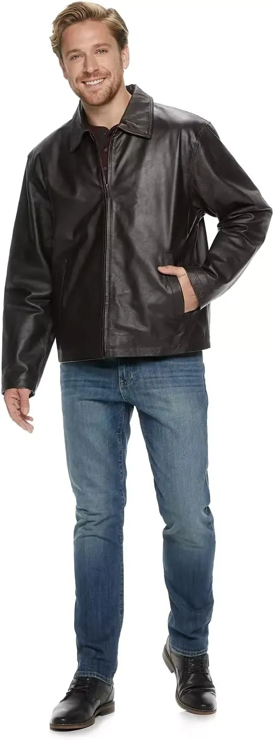 Outfitters Men's Genuine Leather Open Bottom Jacket